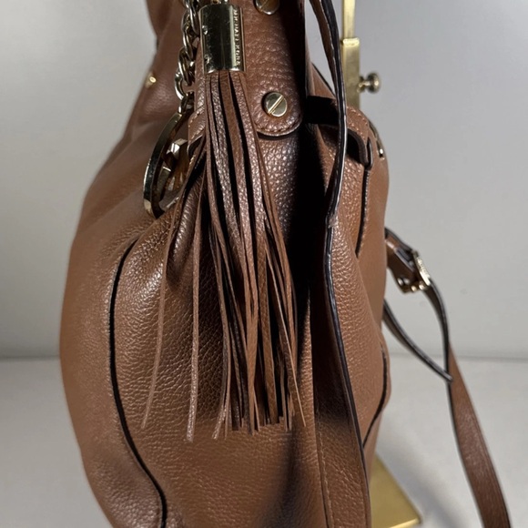 Michael Kors Leather 2way shoulder Crossbody Tote Brown Gold hobo  shoulder bag - Picture 9 of 14